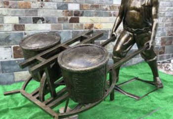 仿古獨輪車雕塑廠家 庭院彩繪雕塑 田間小品