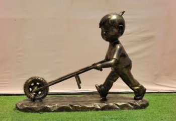 庭院獨輪車雕塑廠家 城市彩繪雕塑 民俗小品