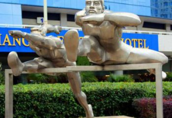 跨欄雕塑產品 景觀美陳體育雕塑 噴漆運動員雕塑