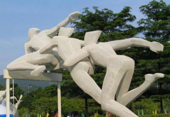 商業街跨欄雕塑廠家 烤漆體育雕塑 彩繪運動員雕塑