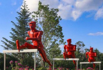 室內跨欄雕塑 仿真景觀體育雕塑 大型運動員雕塑廠家