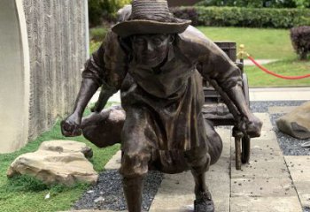 大型工人雕塑廠家 歐式步行街拉車雕塑 彩繪民俗雕塑