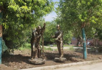 房地產工人雕塑廠家 現代景觀勞動雕塑 幾何民俗雕塑