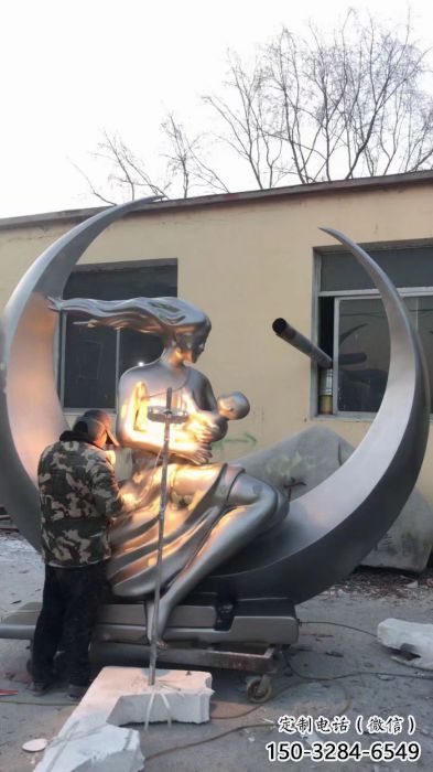 玻璃鋼母親雕塑 仿銅女人雕塑 戶外肖像雕塑