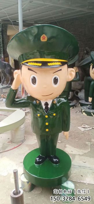 仿古武警雕塑 玻璃鋼警察雕塑 房地產戰士雕塑