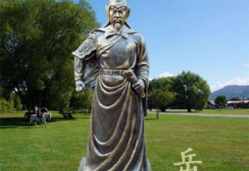 噴漆岳飛雕塑 中式村口名人雕塑 草地肖像雕塑廠家