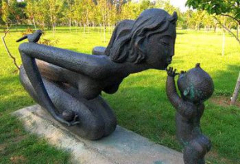 大型商場母親雕塑 仿真女人果雕塑 玻璃鋼肖像雕塑