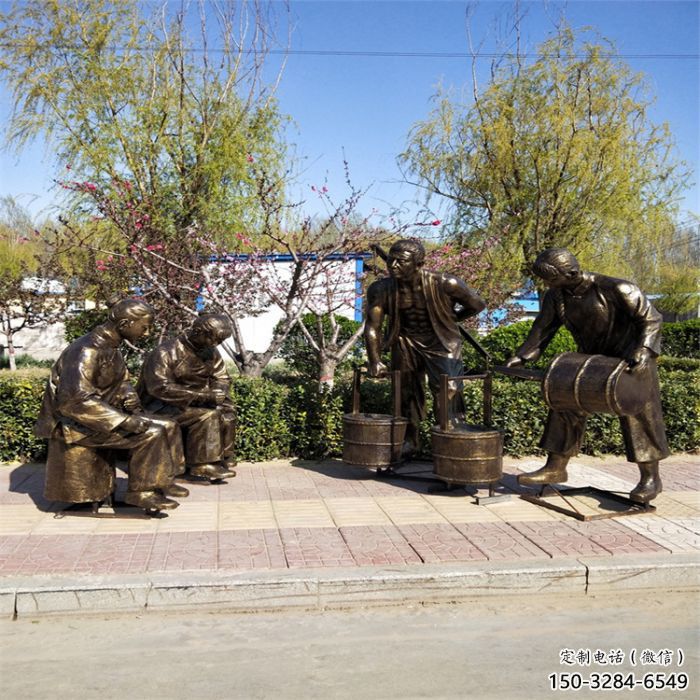 景觀茶道雕塑廠家 彩繪制茶雕塑 商業街民俗雕塑