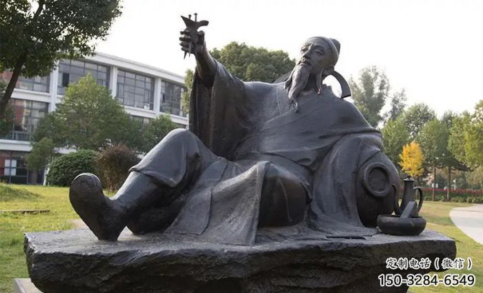 步行街李白雕塑 景觀古代雕塑 玻璃鋼詩人雕塑