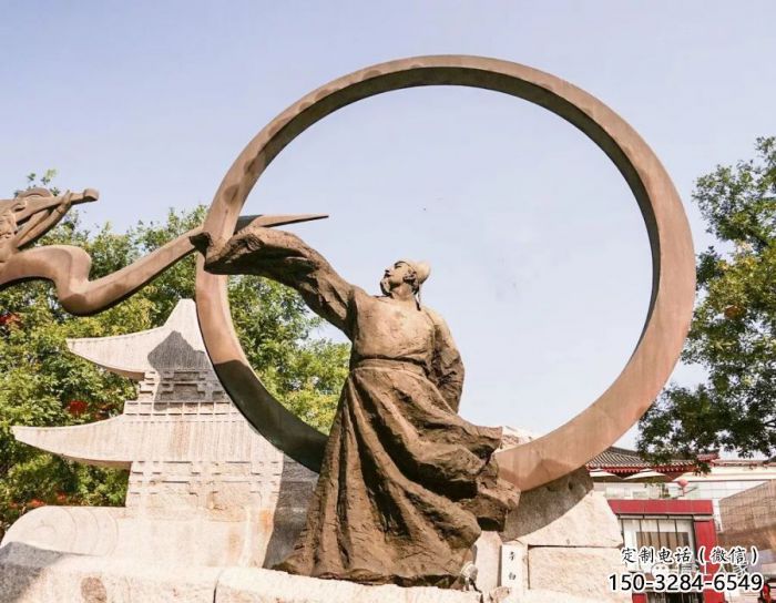 大型李白雕塑廠家 步行街人物雕塑 彩繪詩人雕塑