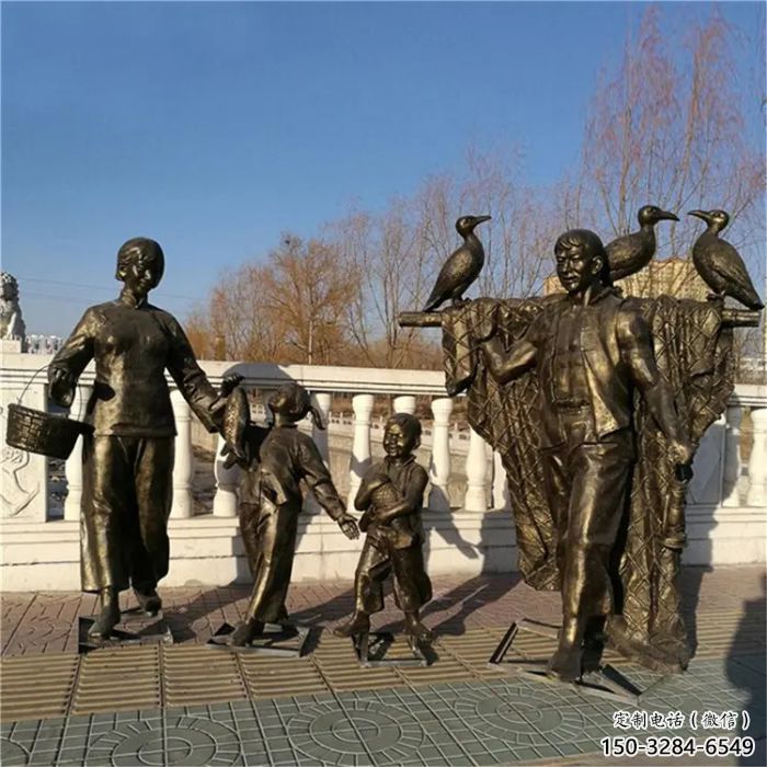 抽象船夫雕塑廠 店門口彩繪雕塑 步行街擺件