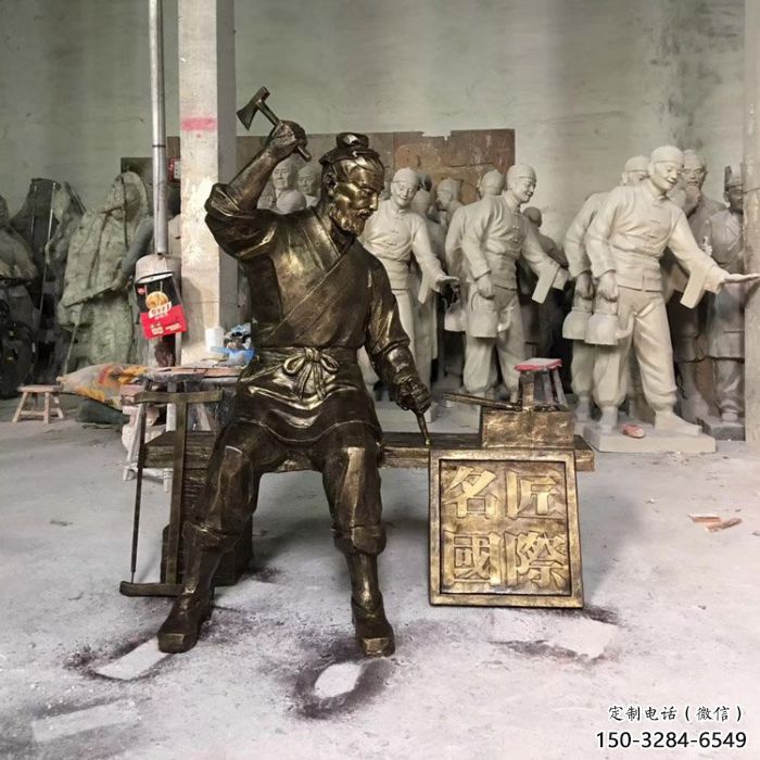 魯班雕塑 大型手藝人雕塑 玻璃鋼木匠雕塑