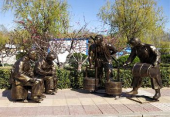 景觀茶道雕塑廠家 彩繪制茶雕塑 商業街民俗雕塑