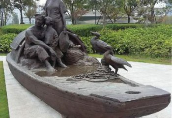 彩繪漁民雕塑 民俗雕塑 步行街玻璃鋼擺件