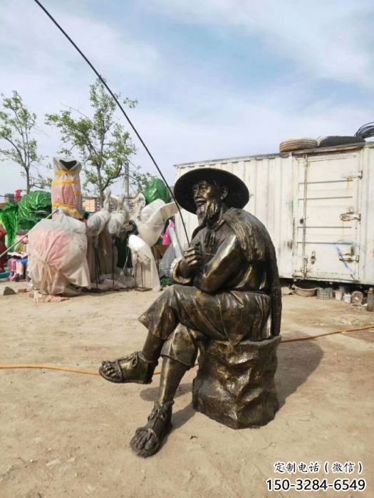 烤漆漁民雕塑 玻璃鋼民俗雕塑 室內(nèi)捕魚雕塑