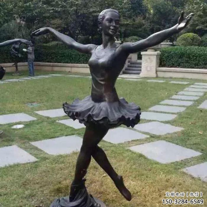 仿銅舞蹈雕塑廠家 彩繪演員雕塑 校園跳舞雕塑