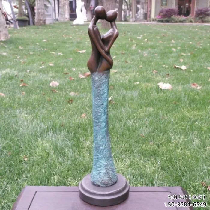 仿古愛情雕塑廠家 彩繪親吻雕塑 現代戀人雕塑