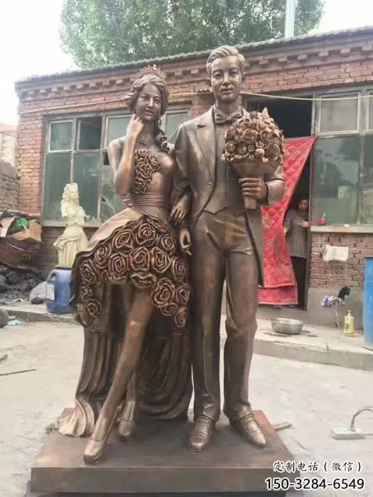 農村愛情雕塑制造商 抽象藝術戀人雕塑 烤漆親吻雕塑