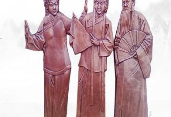 村口京劇雕塑廠家 仿古民俗雕塑 公園唱戲雕塑