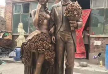 農村愛情雕塑制造商 抽象藝術戀人雕塑 烤漆親吻雕塑