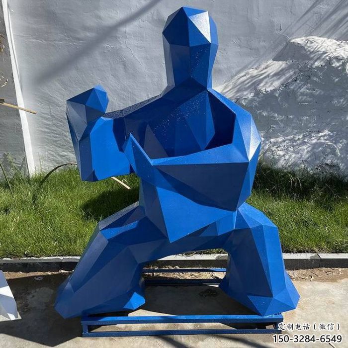 彩繪武術雕塑廠家 現代功夫雕塑 公園練拳雕塑