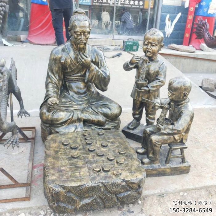 彩繪下象棋雕塑廠家 現代雕塑 公園民俗雕塑