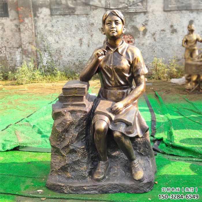 公園看書雕塑廠家 戶外人物雕塑 抽象學生雕塑
