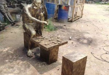 大門口下象棋雕塑生產(chǎn) 公園雕塑 仿真民俗雕塑