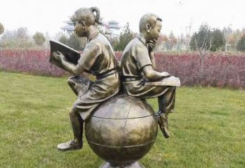 仿古看書雕塑廠家 彩繪人物雕塑 現(xiàn)代學生雕塑