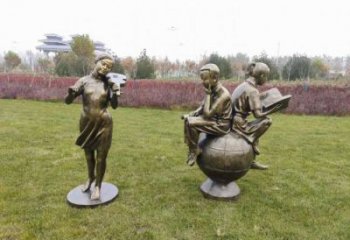 街道看書雕塑廠家 現(xiàn)代學生雕塑 彩繪人物文化雕塑