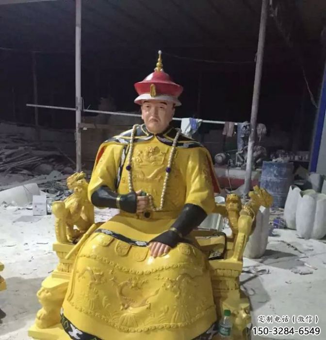 景觀皇帝雕塑 彩繪古代雕塑 人物玻璃鋼雕塑