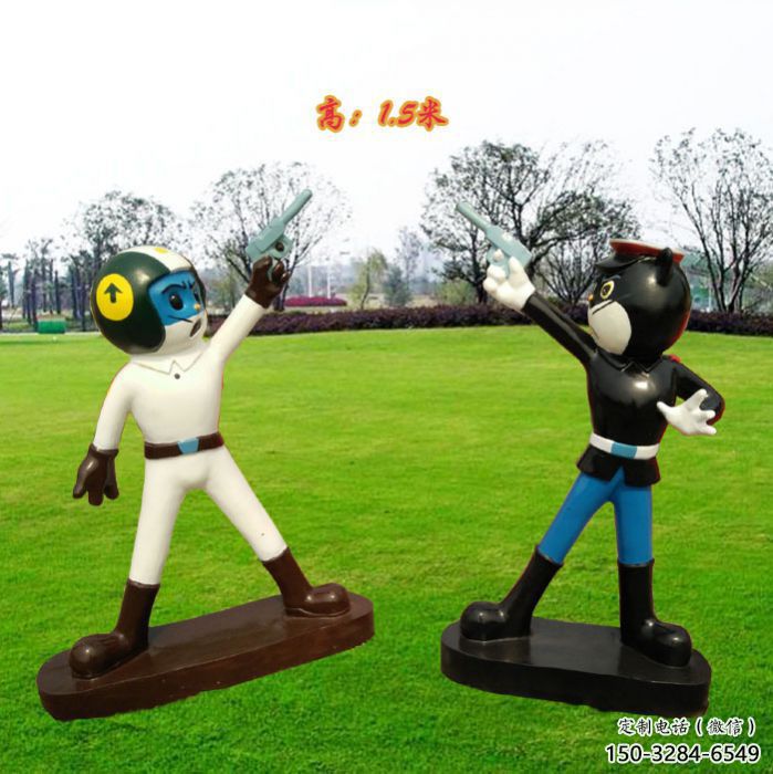 現代黑貓警長雕塑廠家 大型卡通雕塑 彩繪雕塑