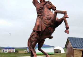 彩繪皇帝雕塑 玻璃鋼古代雕塑 街頭雕塑