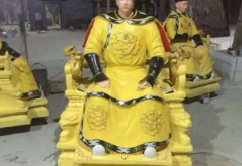烤漆皇帝雕塑 玻璃鋼古代雕塑 室內(nèi)雕塑