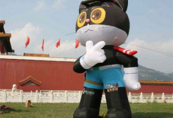 創(chuàng)意黑貓警長雕塑廠家 彩繪卡通雕塑 公園雕塑