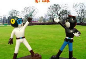 預(yù)定現(xiàn)代黑貓警長雕塑 大型卡通雕塑 彩繪雕塑