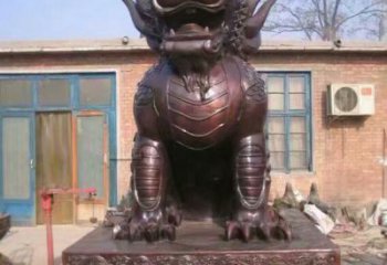 玻璃鋼麒麟雕塑，動物美陳雕塑，仿銅工藝