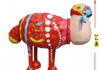 冷飲店小羊雕塑，彩繪動物雕塑，卡通工藝