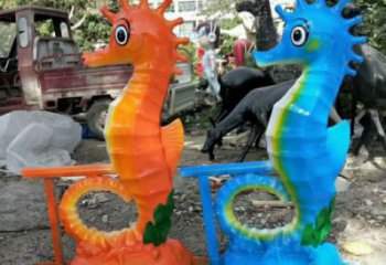 步行街河馬雕塑制作，彩繪動物雕塑，仿真方式