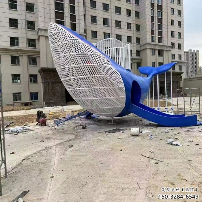 生產鯨魚雕塑廠家，烤漆彩繪工藝，景觀動物擺件
