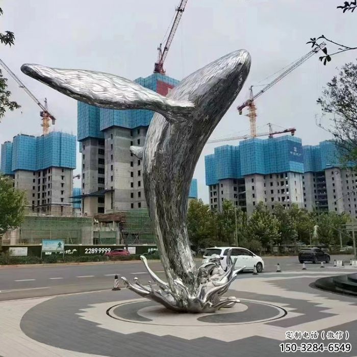 鯨魚雕塑廠家，烤漆彩繪工藝，公園廣場景觀雕塑