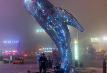 大型鯨魚雕塑，鏤空燈光原理，廣場擺件