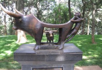 公園水牛雕塑，田間景觀小品，抽象幾何原理