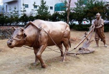 農(nóng)耕水牛雕塑，田間景觀小品，抽象幾何原理