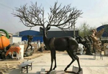 城市梅花鹿雕塑 風景區彩繪雕塑 抽象擺件