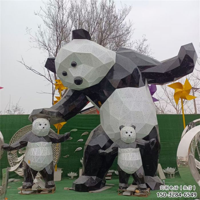幾何大熊雕塑廠家，酒店房地產雕塑，現代動物雕塑