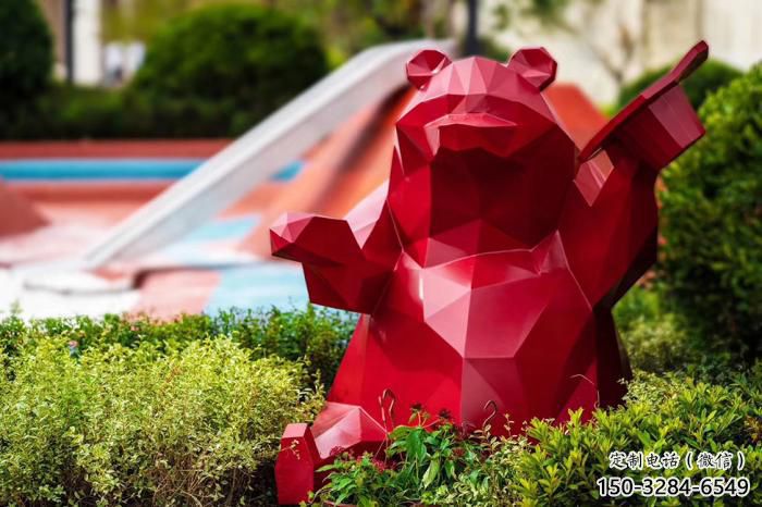 廣場大熊雕塑，公園廣場雕塑，仿真彩繪工藝實景圖