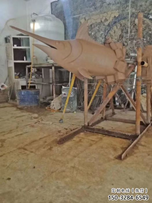 商場(chǎng)劍魚雕塑廠家 仿真海洋生物雕塑 店門口小品