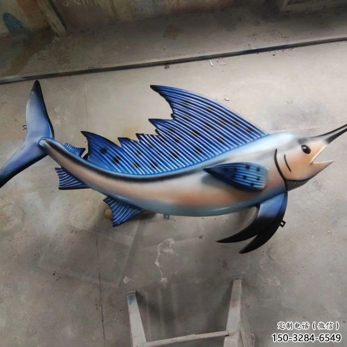 卡通廣場(chǎng)劍魚(yú)雕塑廠家，戶(hù)外街頭雕塑，海洋生物雕塑