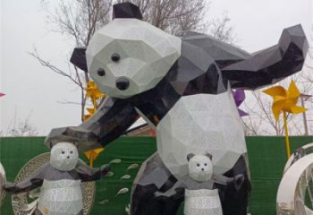 幾何大熊雕塑廠家，酒店房地產雕塑，現代動物雕塑
